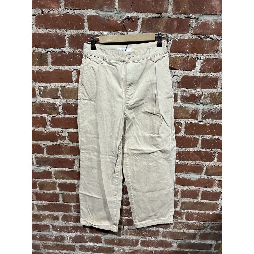 Oak Fort Womens Ivory Wide Leg Cropped Pants Size 6